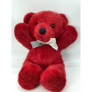 1979 DAKIN Red Cuddles Teddy Bear White/black Plush Stuffed Animal Soft RARE
